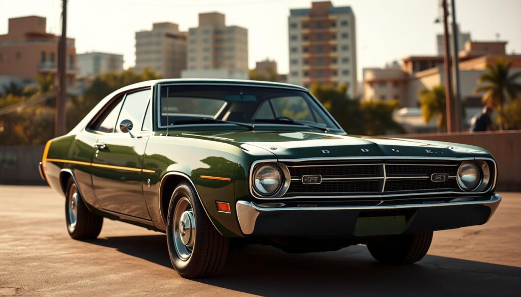The legendary Dodge Dart from the 70s, with its striking looks and V8 engine that still impresses classic lovers.